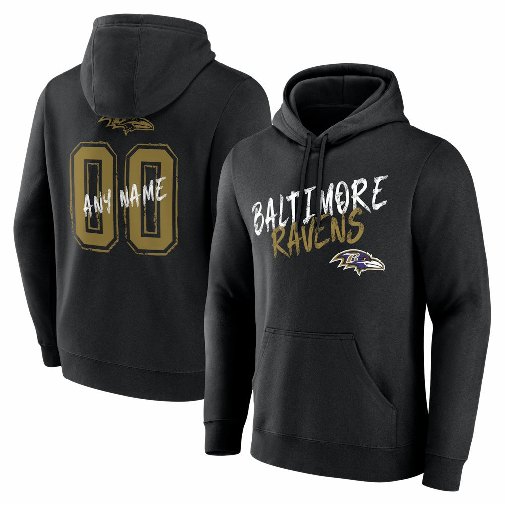 Baltimore Ravens Hustle Personalized Name & Number Hoodie Black - NFL