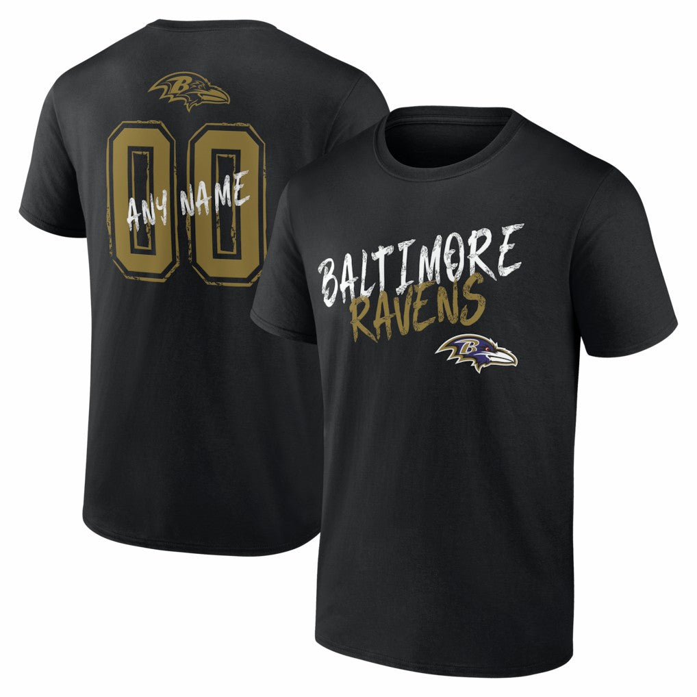 Baltimore Ravens Hustle Personalized Name & Number T-Shirt Black - NFL