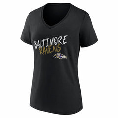 Baltimore Ravens Women's Hustle Personalized Name & Number V-Neck T-Shirt Black - NFL