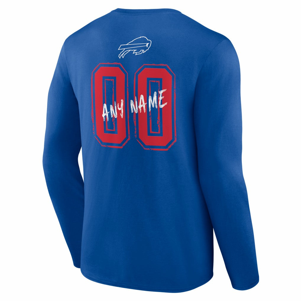 Buffalo Bills Hustle Personalized Name & Number Long Sleeve T-Shirt Royal - NFL