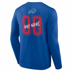 Buffalo Bills Hustle Personalized Name & Number Long Sleeve T-Shirt Royal - NFL