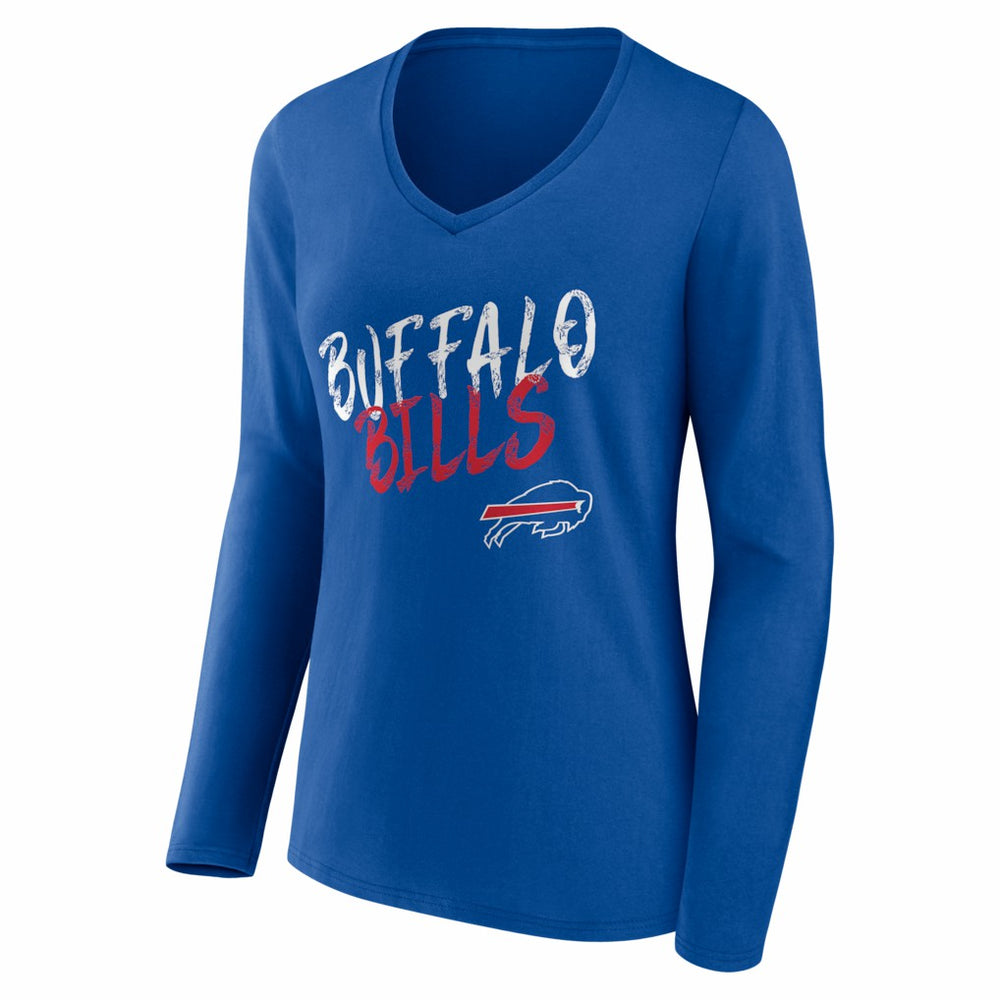 Buffalo Bills Women's Hustle Personalized Name & Number Long Sleeve V-Neck T-Shirt Royal - NFL