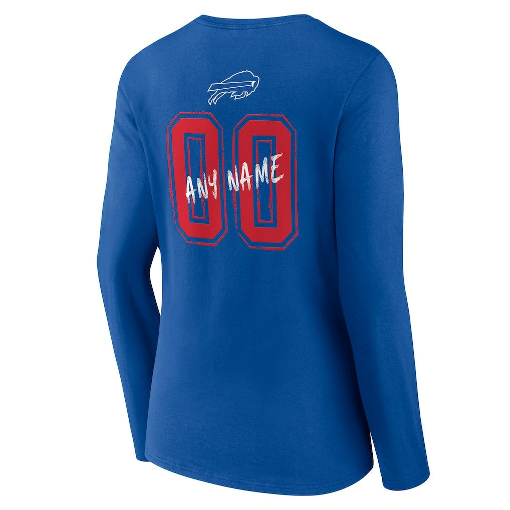 Buffalo Bills Women's Hustle Personalized Name & Number Long Sleeve V-Neck T-Shirt Royal - NFL