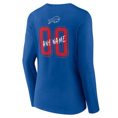 Buffalo Bills Women's Hustle Personalized Name & Number Long Sleeve V-Neck T-Shirt Royal - NFL