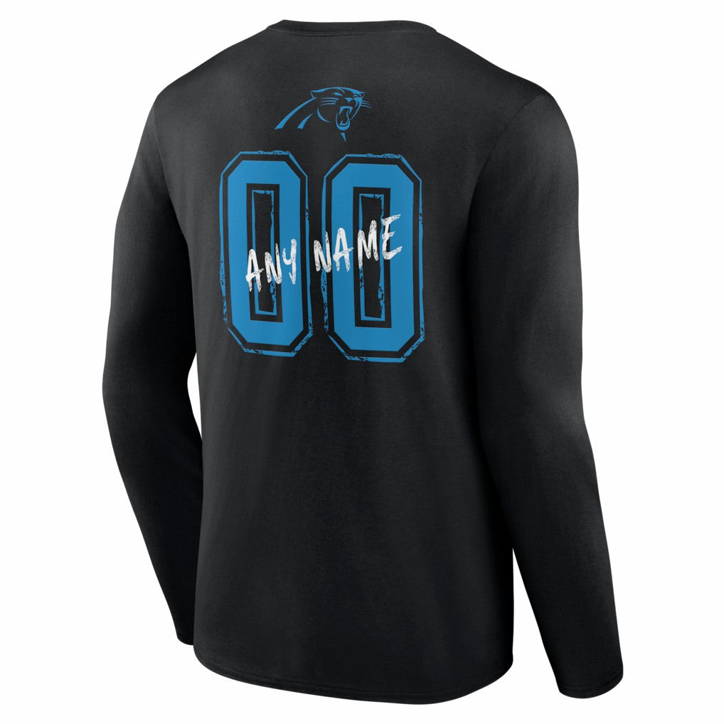 Carolina Panthers Hustle Personalized Name & Number Long Sleeve T-Shirt Black - NFL