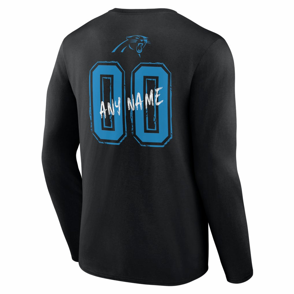 Carolina Panthers Hustle Personalized Name & Number Long Sleeve T-Shirt Black - NFL