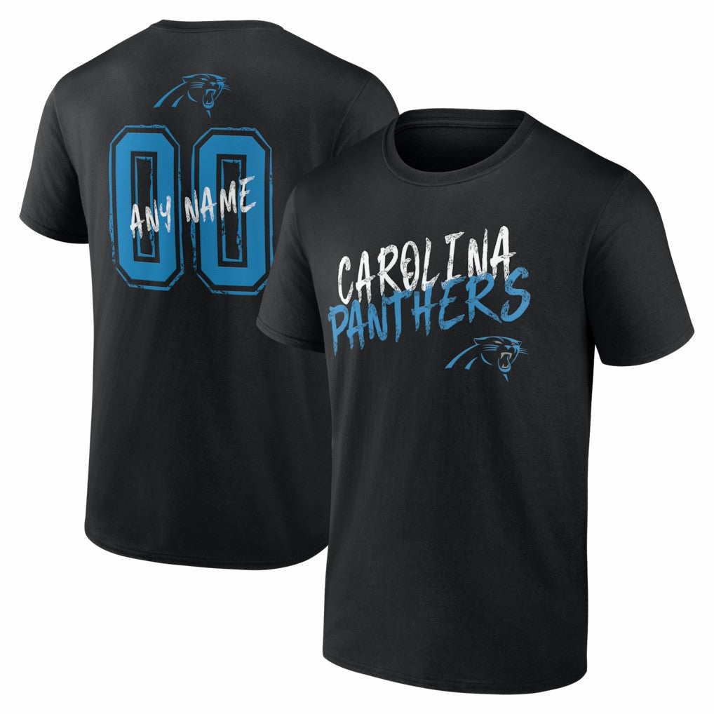 Carolina Panthers Hustle Personalized Name & Number T-Shirt Black - NFL
