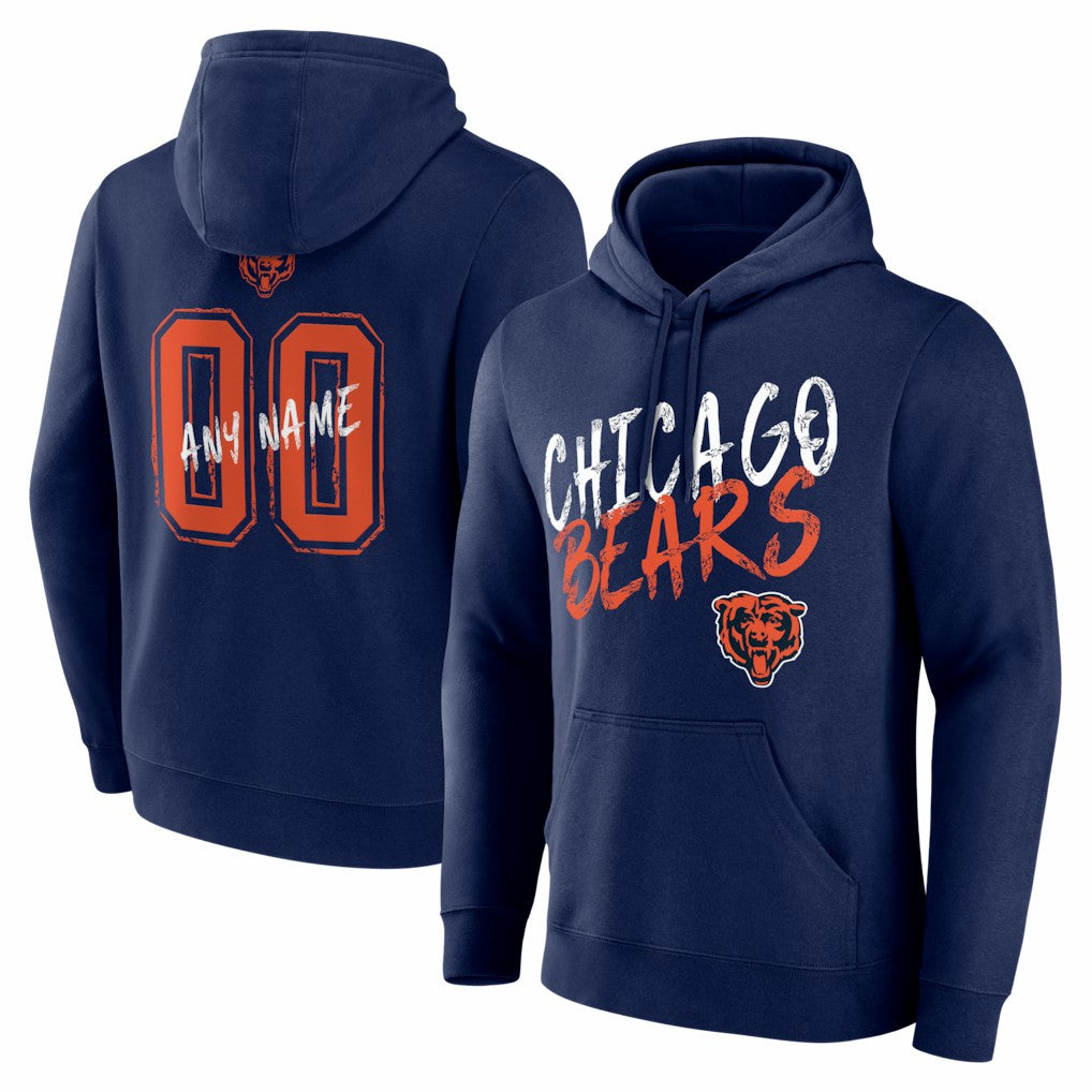 Chicago Bears Hustle Personalized Name & Number Hoodie Navy - NFL