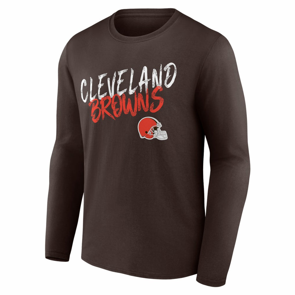 Cleveland Browns Hustle Personalized Name & Number Long Sleeve T-Shirt Brown - NFL