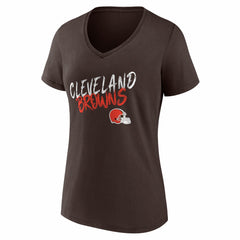 Cleveland Browns Women's Hustle Personalized Name & Number V-Neck T-Shirt Brown - NFL