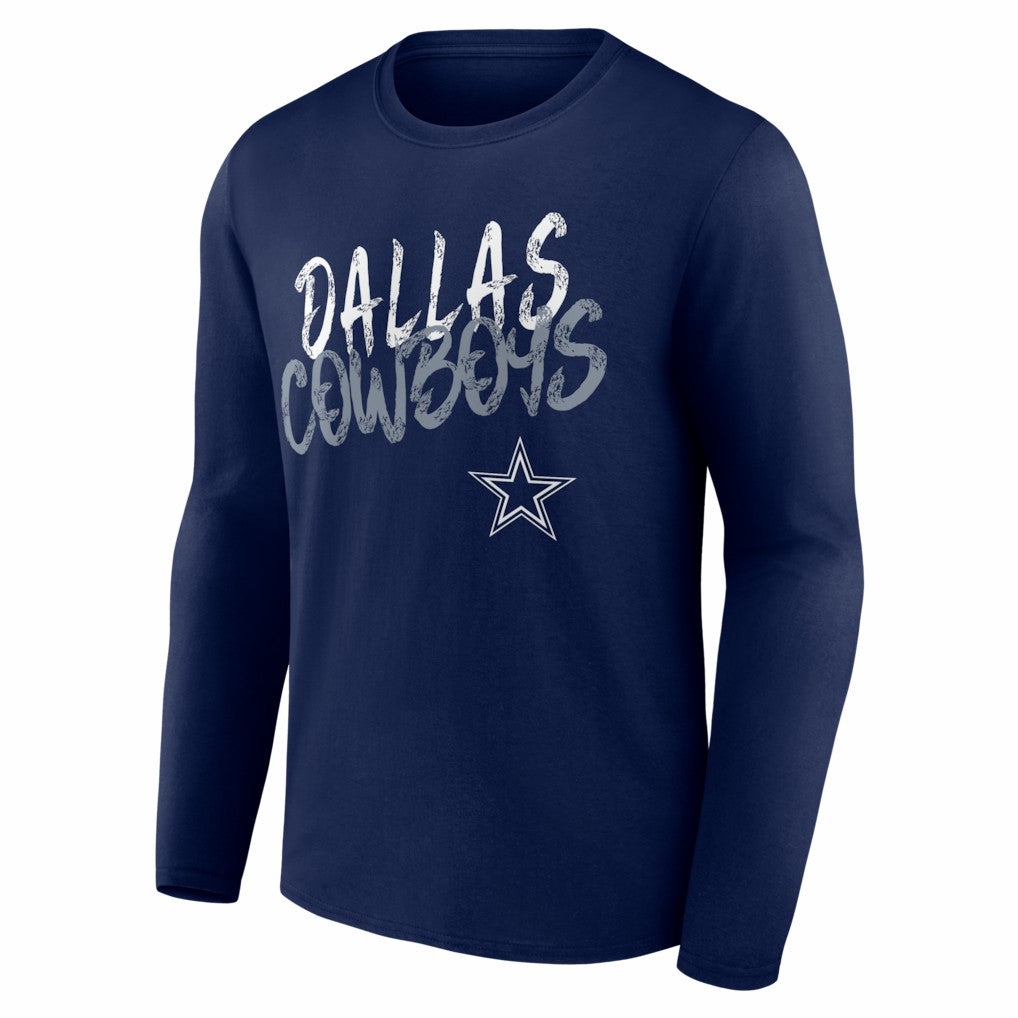 Dallas Cowboys Hustle Personalized Name & Number Long Sleeve T-Shirt Navy - NFL