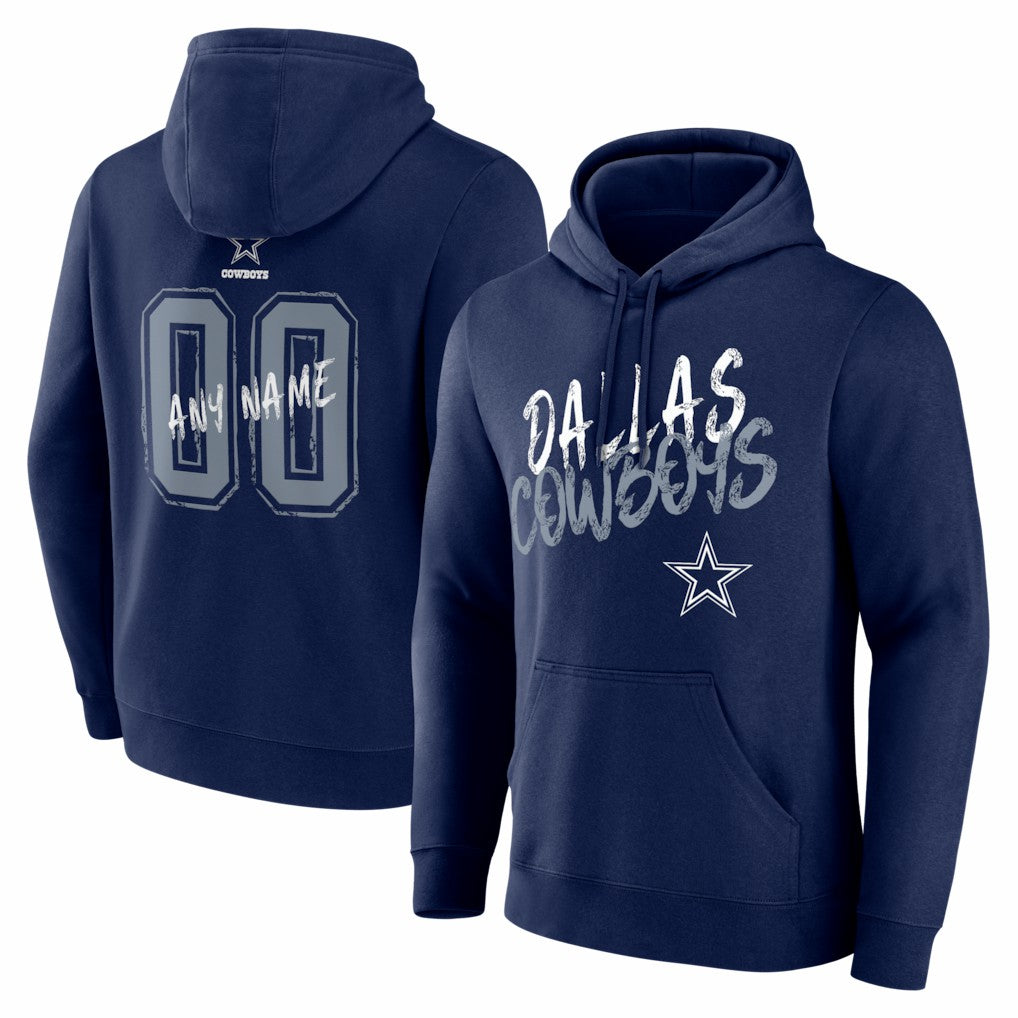 Dallas Cowboys Hustle Personalized Name & Number Hoodie Navy - NFL