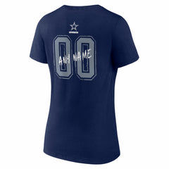 Dallas Cowboys Women's Hustle Personalized Name & Number V-Neck T-Shirt Navy - NFL