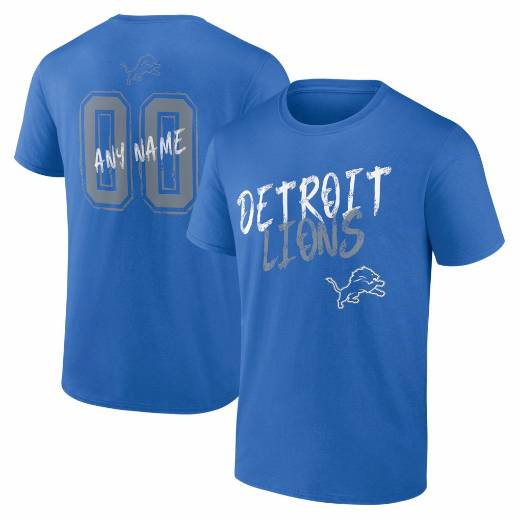 Detroit Lions Hustle Personalized Name & Number T-Shirt Blue - NFL