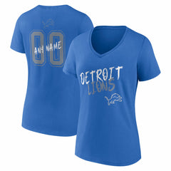 Detroit Lions Women's Hustle Personalized Name & Number V-Neck T-Shirt Blue - NFL