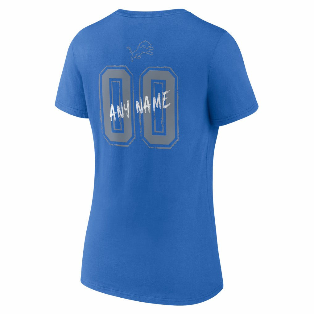 Detroit Lions Women's Hustle Personalized Name & Number V-Neck T-Shirt Blue - NFL
