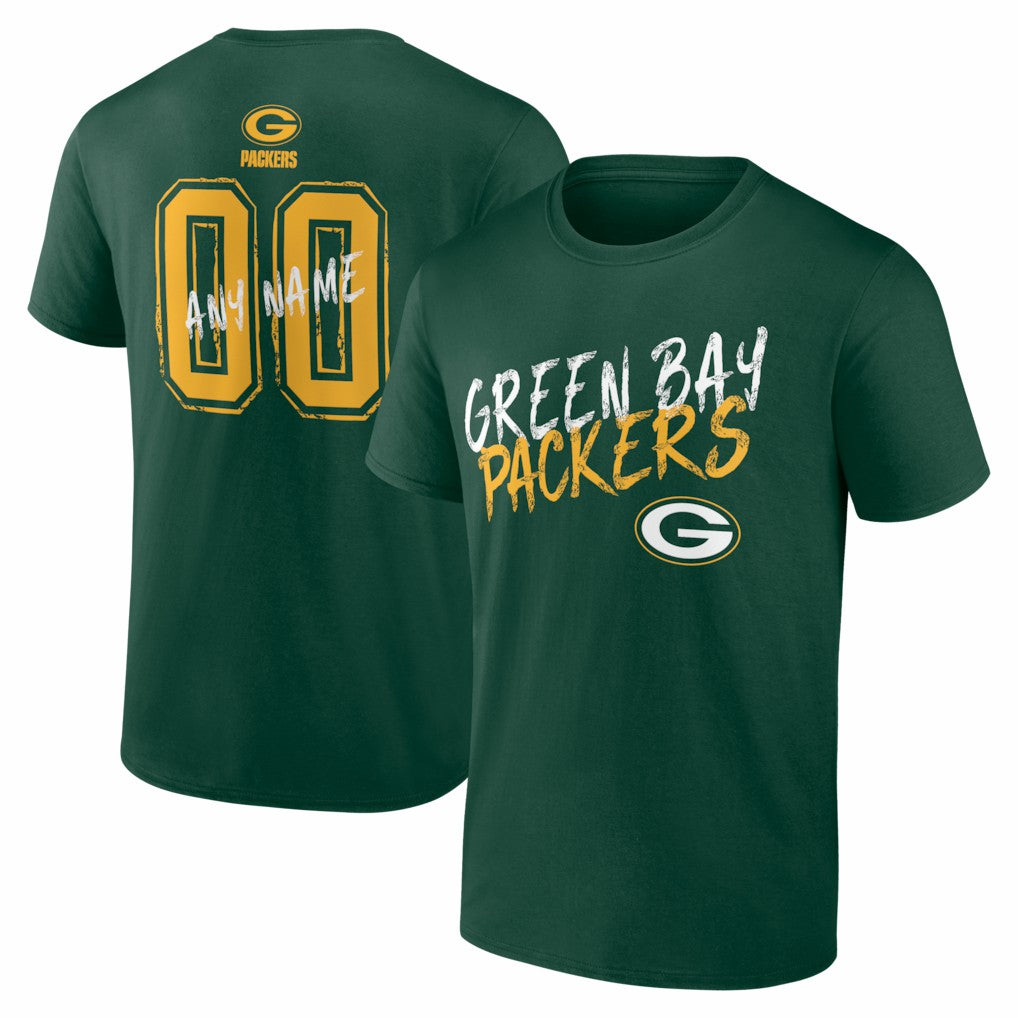 Green Bay Packers Hustle Personalized Name & Number T-Shirt Green - NFL