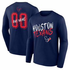 Houston Texans Hustle Personalized Name & Number Long Sleeve T-Shirt Navy - NFL