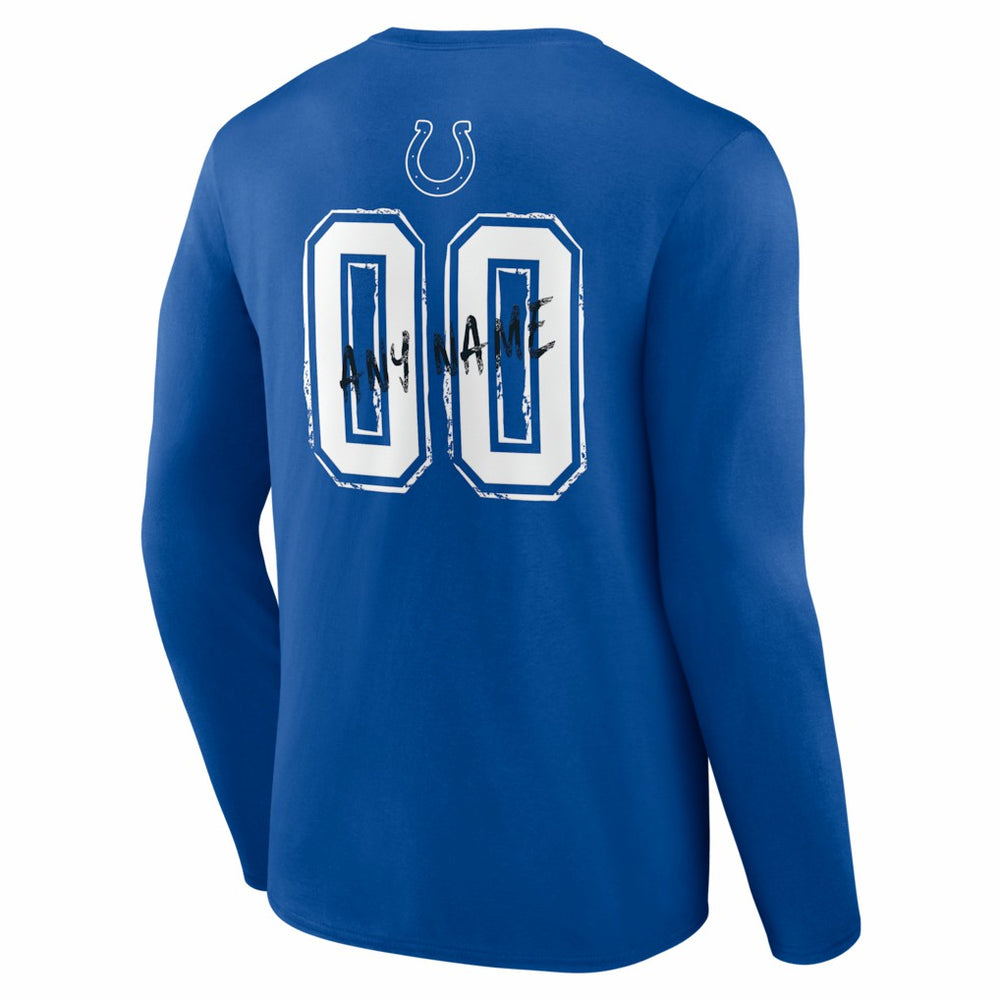 Indianapolis Colts Hustle Personalized Name & Number Long Sleeve T-Shirt Royal - NFL