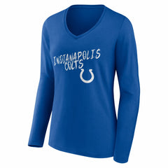 Indianapolis Colts Women's Hustle Personalized Name & Number Long Sleeve V-Neck T-Shirt Royal - NFL