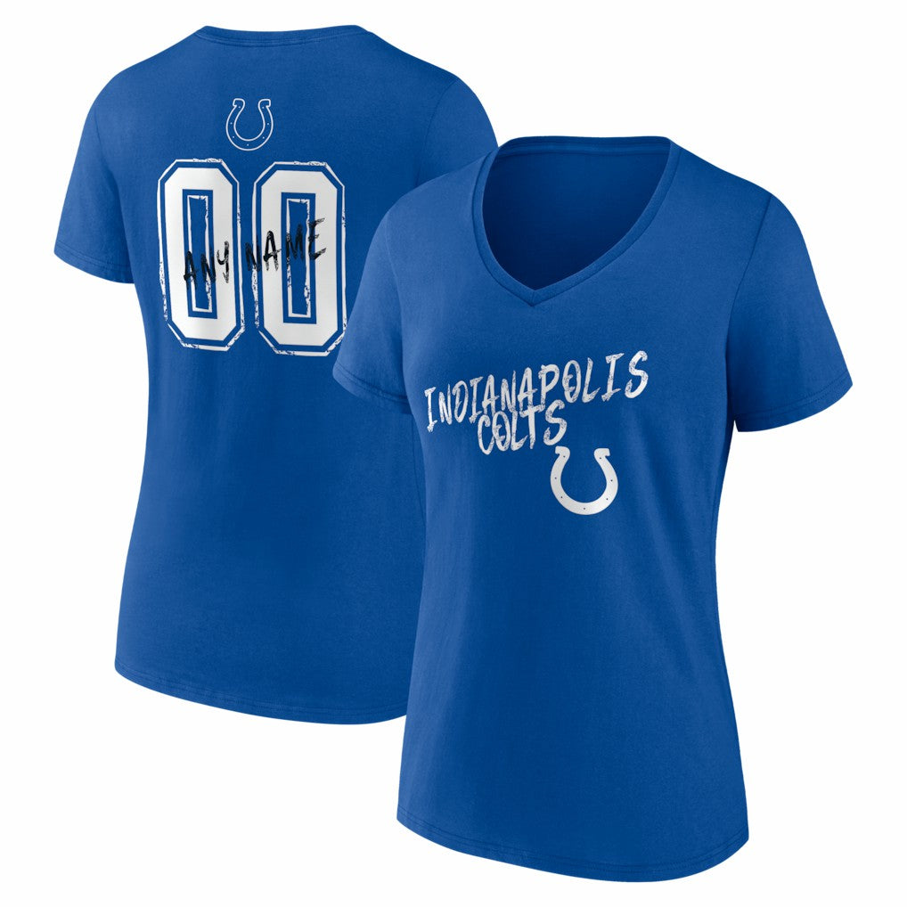 Indianapolis Colts Women's Hustle Personalized Name & Number V-Neck T-Shirt Royal - NFL