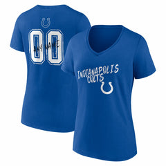 Indianapolis Colts Women's Hustle Personalized Name & Number V-Neck T-Shirt Royal - NFL