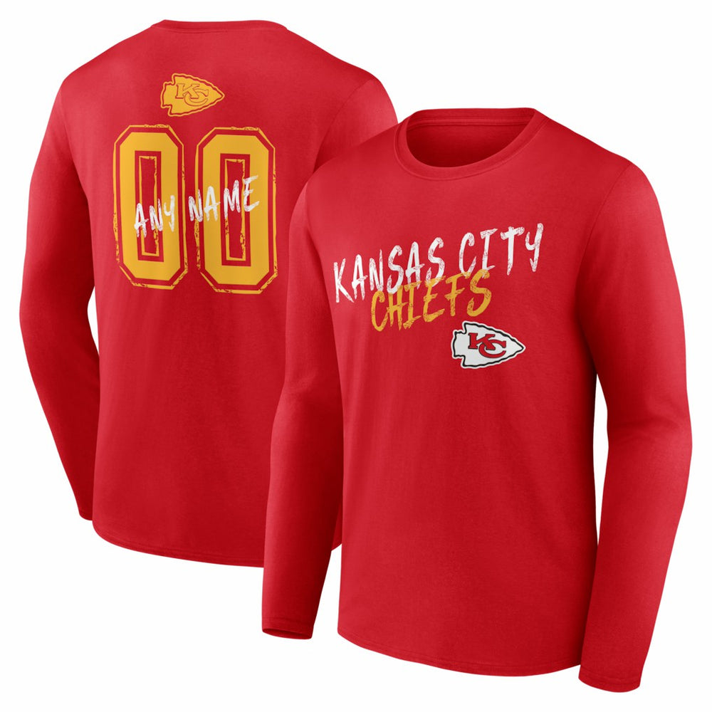 Kansas City Chiefs Hustle Personalized Name & Number Long Sleeve T-Shirt Red - NFL