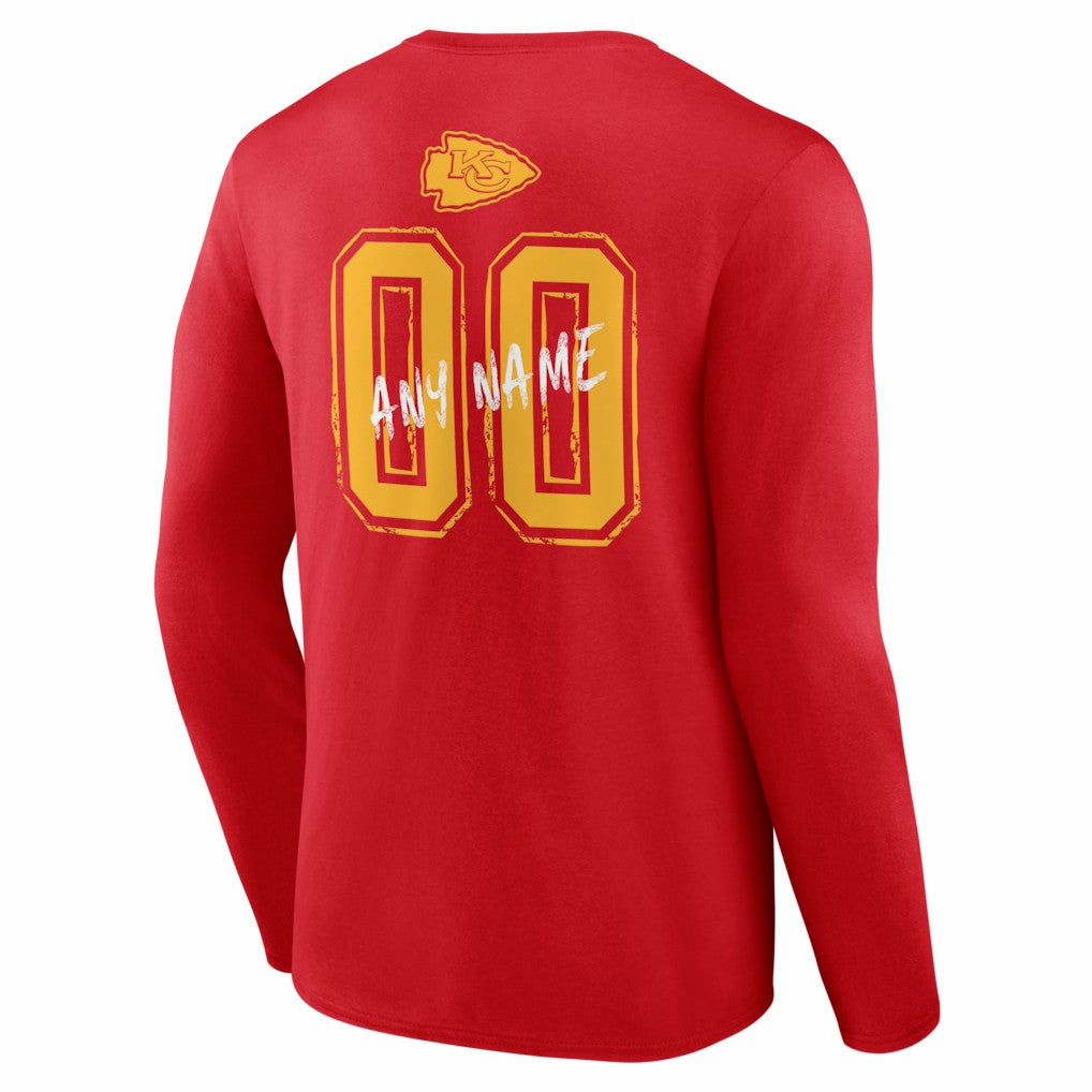 Kansas City Chiefs Hustle Personalized Name & Number Long Sleeve T-Shirt Red - NFL