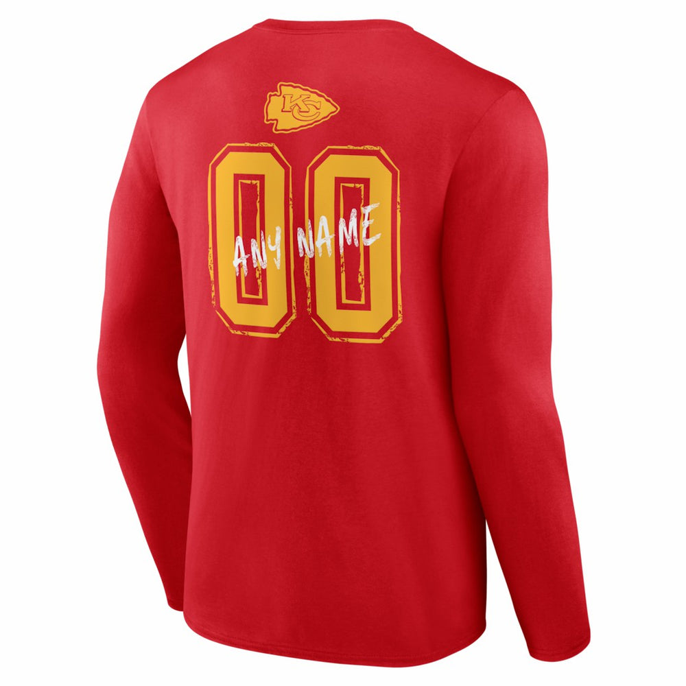 Kansas City Chiefs Hustle Personalized Name & Number Long Sleeve T-Shirt Red - NFL