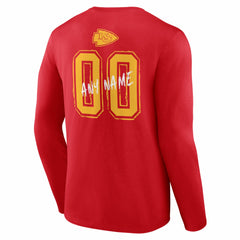 Kansas City Chiefs Hustle Personalized Name & Number Long Sleeve T-Shirt Red - NFL