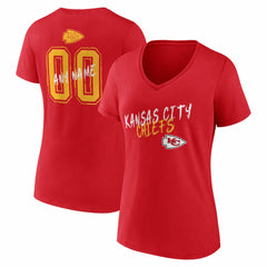 Kansas City Chiefs Women's Hustle Personalized Name & Number V-Neck T-Shirt Red - NFL