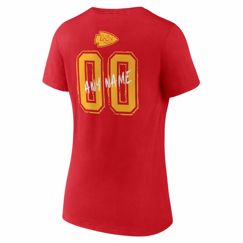Kansas City Chiefs Women's Hustle Personalized Name & Number V-Neck T-Shirt Red - NFL