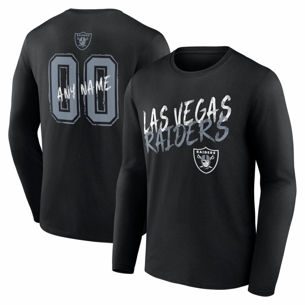 Las Vegas Raiders Hustle Personalized Name & Number Long Sleeve T-Shirt Black - NFL
