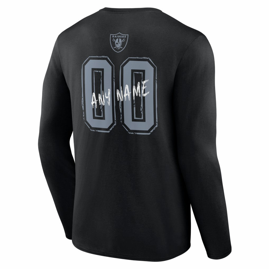 Las Vegas Raiders Hustle Personalized Name & Number Long Sleeve T-Shirt Black - NFL