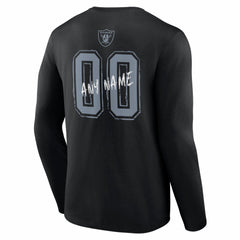 Las Vegas Raiders Hustle Personalized Name & Number Long Sleeve T-Shirt Black - NFL