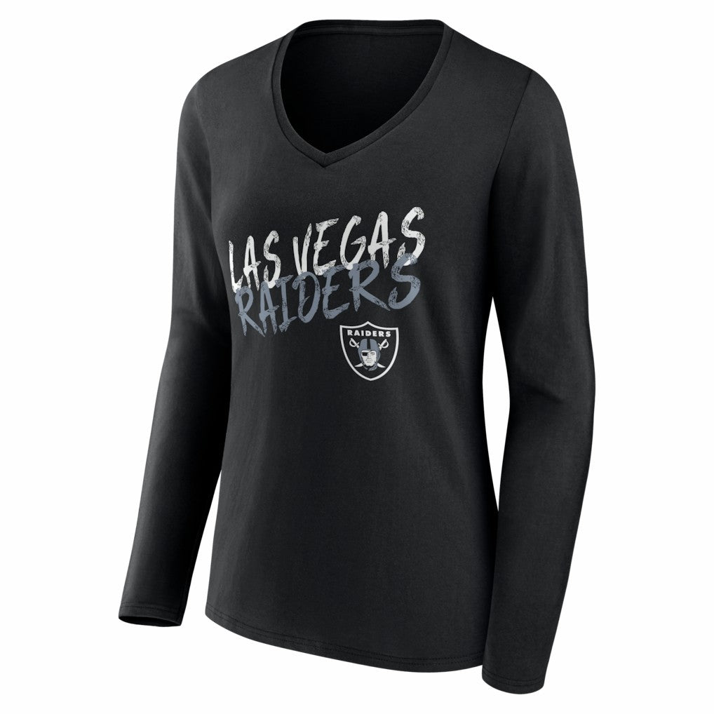 Las Vegas Raiders Women's Hustle Personalized Name & Number Long Sleeve V-Neck T-Shirt Black - NFL