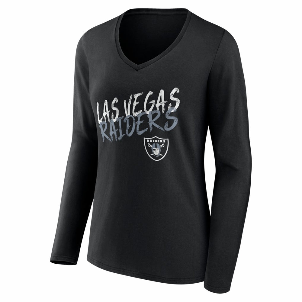 Las Vegas Raiders Women's Hustle Personalized Name & Number Long Sleeve V-Neck T-Shirt Black - NFL