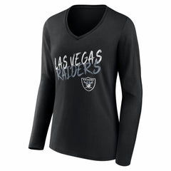 Las Vegas Raiders Women's Hustle Personalized Name & Number Long Sleeve V-Neck T-Shirt Black - NFL