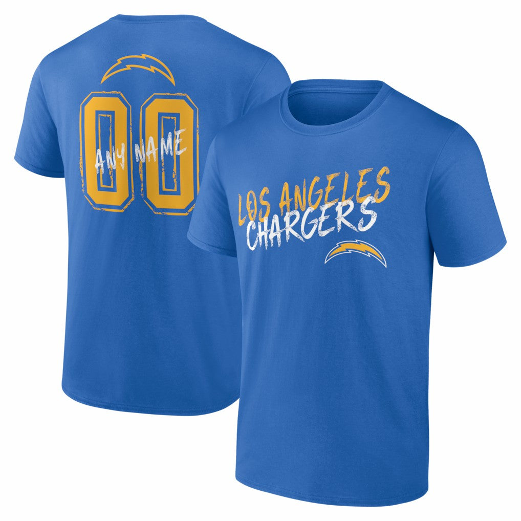 Los Angeles Chargers Hustle Personalized Name & Number T-Shirt Powder Blue - NFL