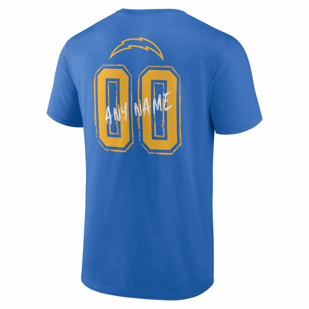 Los Angeles Chargers Hustle Personalized Name & Number T-Shirt Powder Blue - NFL
