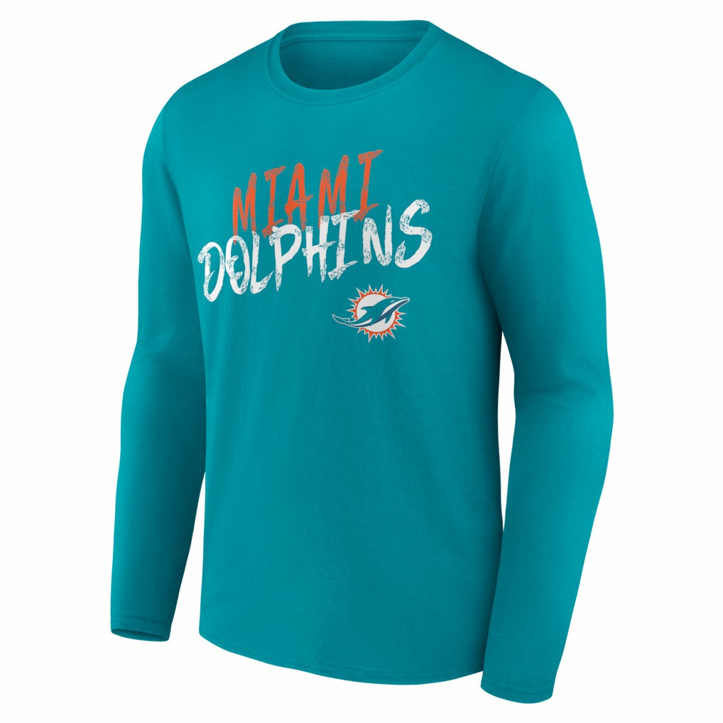 Miami Dolphins Hustle Personalized Name & Number Long Sleeve T-Shirt Aqua - NFL