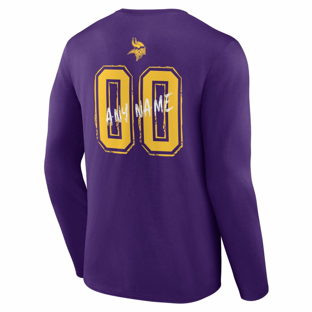 Minnesota Vikings Hustle Personalized Name & Number Long Sleeve T-Shirt Purple - NFL