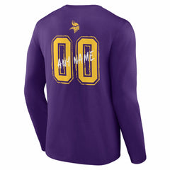 Minnesota Vikings Hustle Personalized Name & Number Long Sleeve T-Shirt Purple - NFL