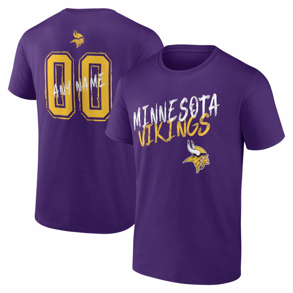 Minnesota Vikings Hustle Personalized Name & Number T-Shirt Purple - NFL