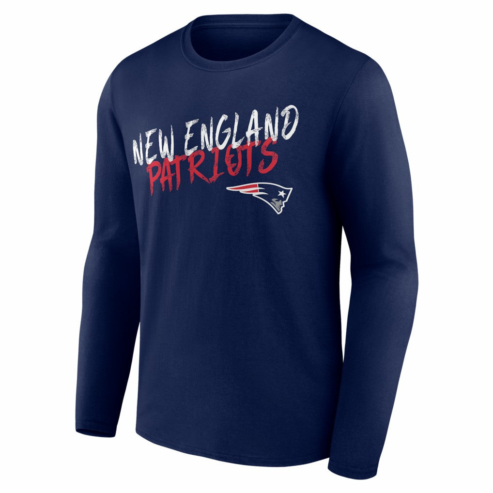 New England Patriots Hustle Personalized Name & Number Long Sleeve T-Shirt Navy - NFL