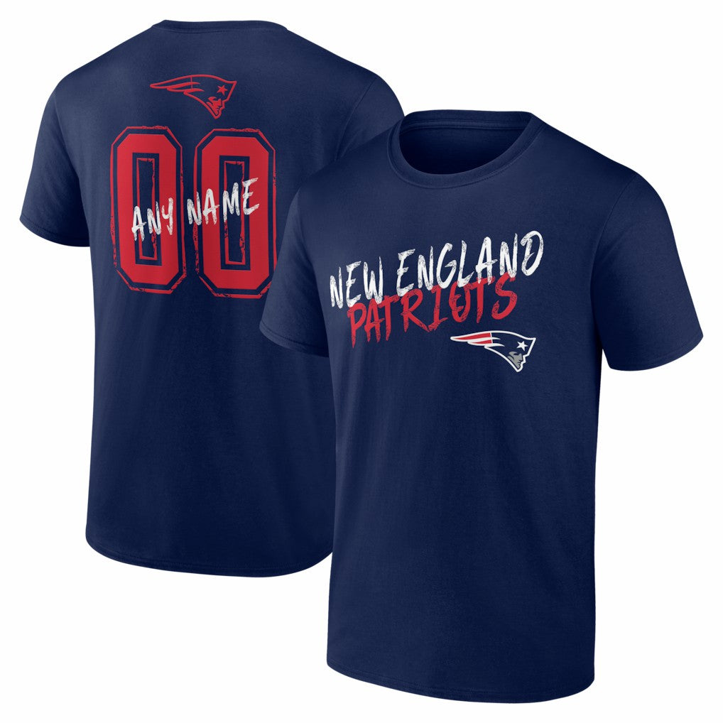 New England Patriots Hustle Personalized Name & Number T-Shirt Navy - NFL