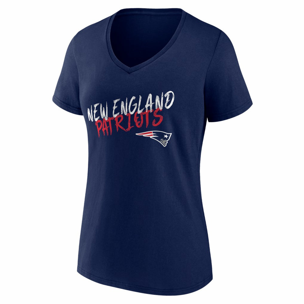New England Patriots Women's Hustle Personalized Name & Number V-Neck T-Shirt Navy - NFL