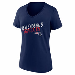 New England Patriots Women's Hustle Personalized Name & Number V-Neck T-Shirt Navy - NFL