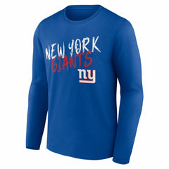New York Giants Hustle Personalized Name & Number Long Sleeve T-Shirt Royal - NFL