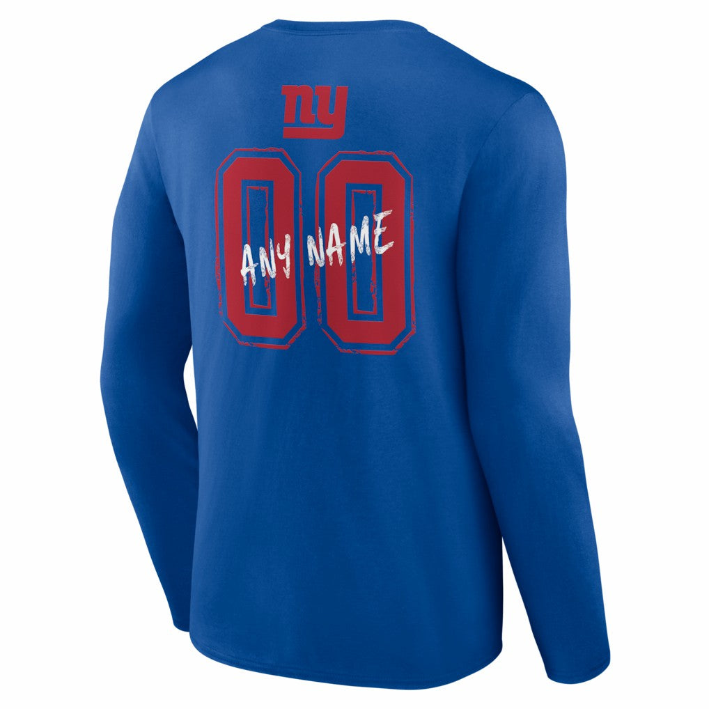 New York Giants Hustle Personalized Name & Number Long Sleeve T-Shirt Royal - NFL